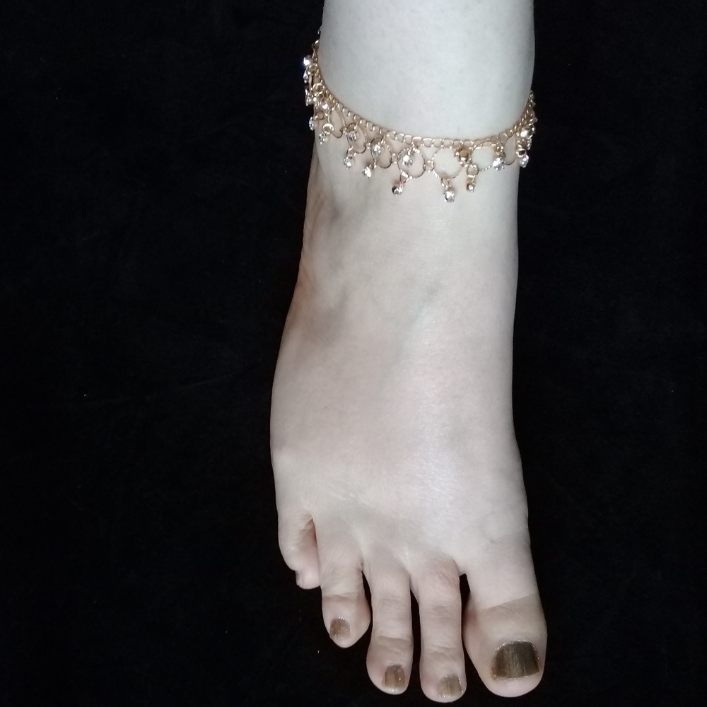 Gold and crystal ankle bracelet